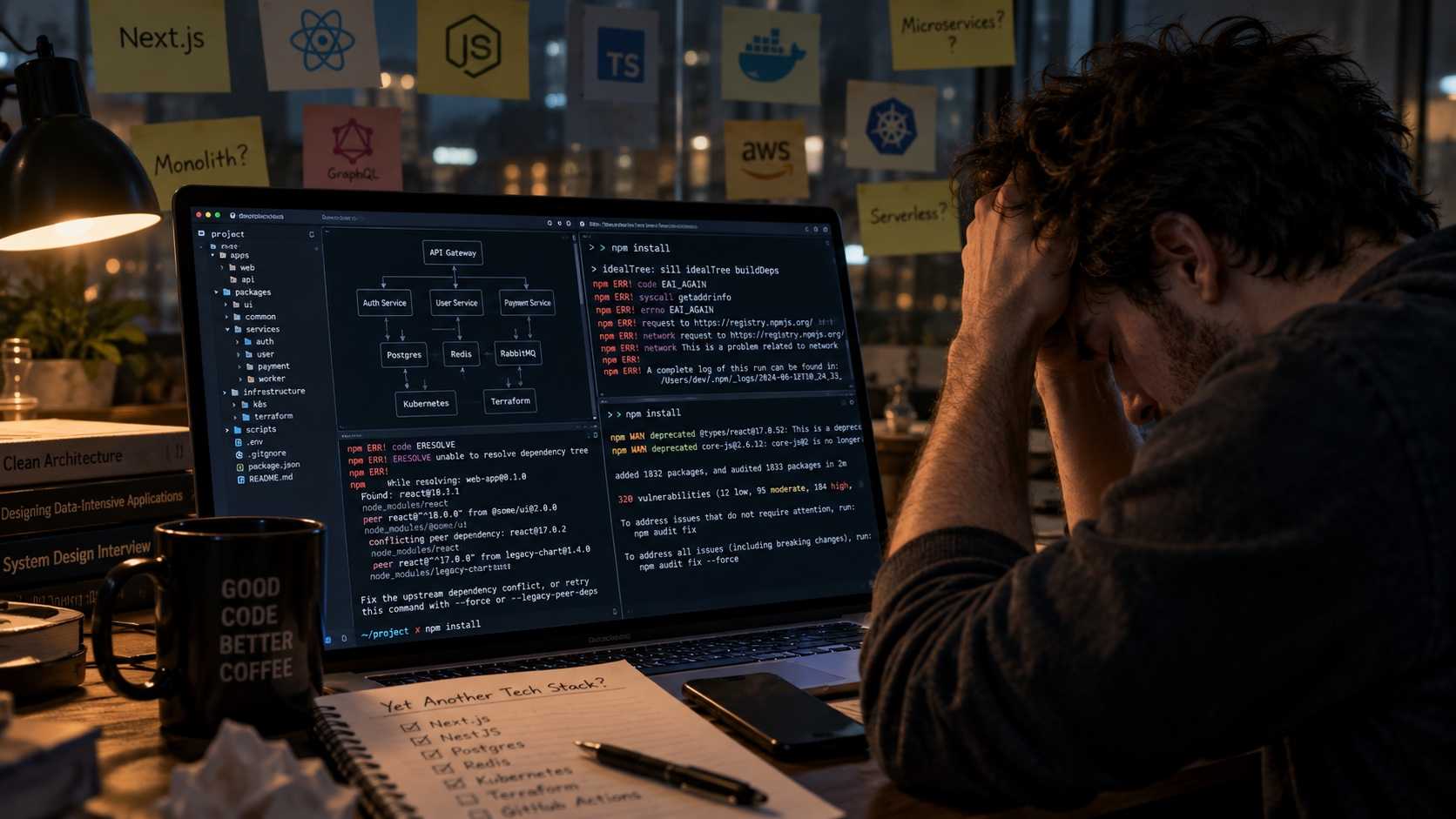 Developer keletihan menghadapi ralat pemasangan dan seni bina web yang rumit