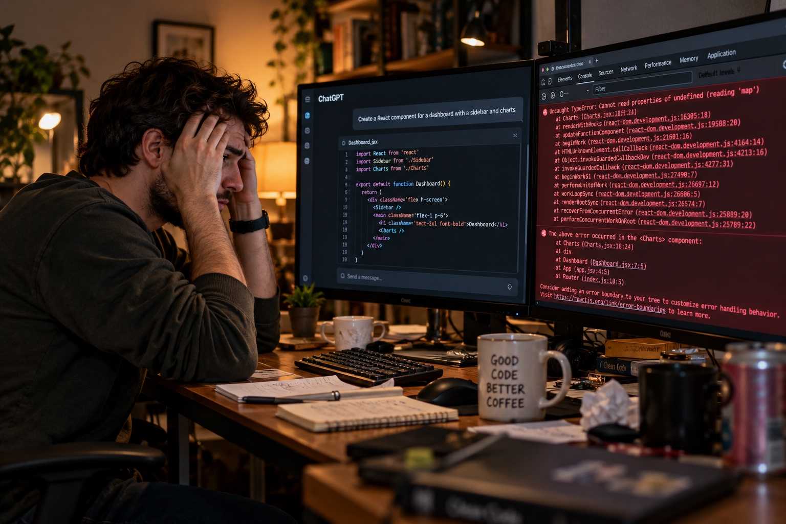 Developer buntu menghadapi ralat kod yang dijana AI